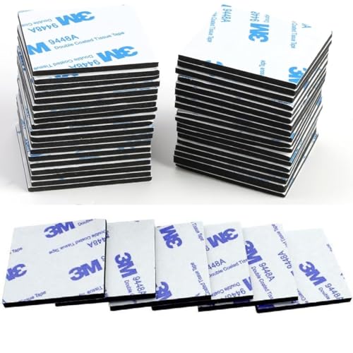 CANOPUS Schwarz Klebepads Doppelseitig Extra Stark 9448A 48PCs 40mm x 40mm, Wasserfest Doppelseitige Klebepads, Beidseitige Klebepads für Montageplatte, Nummernschildhalterung von CANOPUS