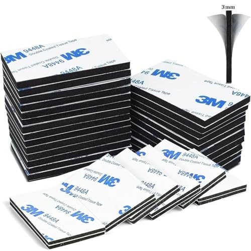 CANOPUS Schwarz Klebepads Doppelseitig Extra Stark 9448A 48PCs 50mm x 30mm, Wasserfest Doppelseitige Klebepads, Beidseitige Klebepads für Montageplatte, Nummernschildhalterung von CANOPUS