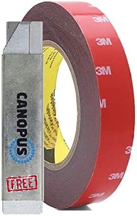 CANOPUS Top Qualität 3M Doppelseitiges Klebeband Extra Stark 3M VHB (20mm x 3m) Wasserfest 3M Klebeband für den Auto, Kfz, Innen und Außenbereich, Nummernschildhalterung für KFZ, Double Sided Tape von CANOPUS