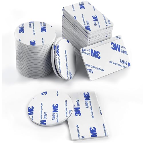 CANOPUS Weiß Klebepads Doppelseitig Extra Stark 9448A 48PCs (24pcs x 50mmx30mm + 24pcs x 30mm-Dia) Wasserfest Doppelseitige Klebepads, Beidseitige Klebepads für Montageplatte, Nummernschildhalterung von CANOPUS