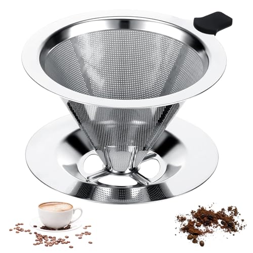 Kaffeefilter Edelstahl Kaffeefilter Wiederverwendbarer Kaffeefilter Einfach zu Säubern Papierloser Filter Coffee Filter Permanent Kaffee Dripper für Familie und Arbeit. (1-2Tassen) von CANRNYACBZ