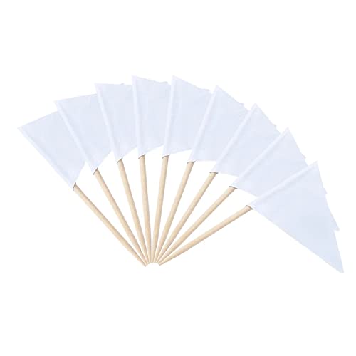 CANTENDO 100 Stück farbige dreieckige Zahnstocher-Flagge (weiß) von CANTENDO