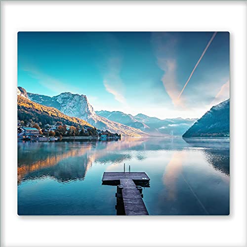 Canvas Fly 60x52 Glas-Herdabdeckplatte für Induktions- & Cerankochfeld Küchen-Spritzschutz Universale Küchenarbeitsplatte Schneidebrett & Kochplatte-Abdeckung Rutschfest Glasplatte inkl. Silikonnoppen von Canvasfly