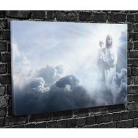 Jungfrau Maria Und Jesuskind in Den Wolken Druck Auf Leinwand, Floating Frame Option, Moderne Wandkunst, Extra Große Leinwand Wandkunst von CANVAS360