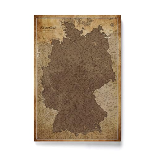 CANVASCALE Canvas Deutschlandkarte mit Pinnwand Kork zum Pinnen der Reiseziele - Wanddeko für Jeden Raum - Hochwertige Leinwand Bilder mit Deutschlandkarte (70x50 cm, Muster 1) von CANVASCALE