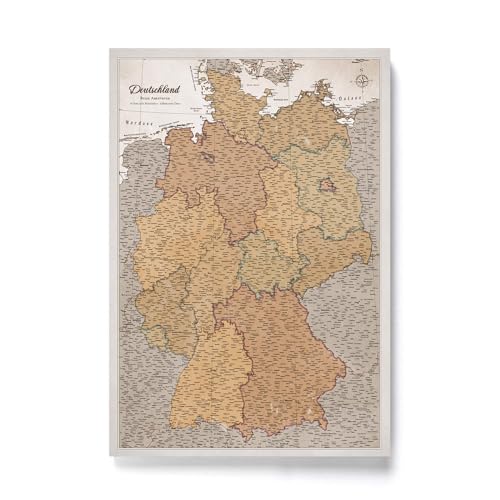 CANVASCALE Canvas Deutschlandkarte mit Pinnwand Kork zum Pinnen der Reiseziele - Wanddeko für Jeden Raum - Hochwertige Leinwand Bilder mit Deutschlandkarte (70x50 cm, Muster 4) von CANVASCALE