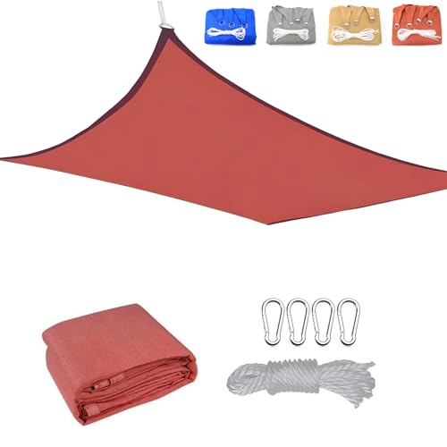 CANYUE Sonnensegel Rechteck 3.5x4m Premium HDPE Gewebe Sonnenschutz Schattenspender Garten Balkon Terrasse Inkl Befestigungsseile Rostrot von CANYUE