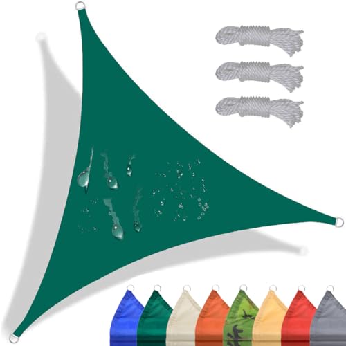 CANYUE Sonnensegel Wasserdicht Dreieckig 2.4x2.4x2.4m Sonnenschutz Wasserabweisend Premium Polyester Mit UV Schutz Für Balkon Garten Terrasse Dark Green von CANYUE