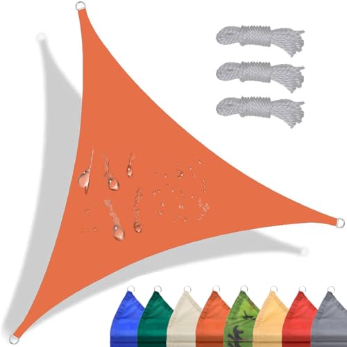 CANYUE Sonnensegel Wasserdicht Dreieckig 3.6x3.6x3.6m Sonnenschutz Wasserabweisend Premium Polyester Mit UV Schutz Für Balkon Garten Terrasse Orange von CANYUE