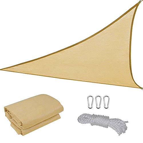 Dreieckiges Sonnensegel, UV-beständige Schattenüberdachung aus stabilem, hochdichtem Polyethylen (100% HDPE) für Outdoor-Garten-Terrassenpartys mit Seil (1x1x1m, Beige) von CANYUE