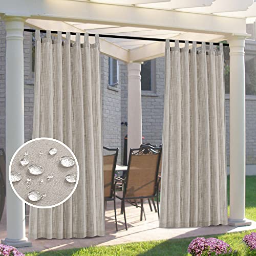 Outdoor Vorhänge Wasserdicht Dicke Leinenvorhänge Outdoor Divider Privatsphäre Hinzugefügt Lichtfilterung Porch Dekor (132 x 213 cm,Taupe) von CANYUE