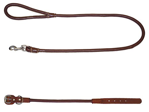 CANiAMiCi C5061184 Halsband/Leine Leder Rund für Hunde, Größe 2.5 x 50 cm, braun von Croci