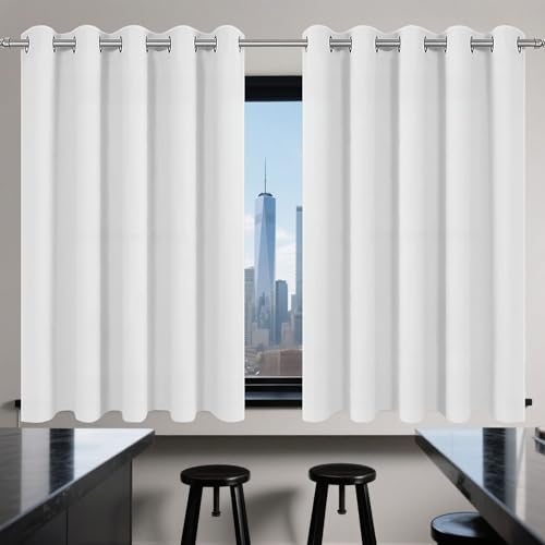 CAOBAOF Gardinen mit Kräuselband 180 x 270 cm Thermo Vorhang Gegen Kälte Und Hitze Blickdichte Vorhänge Verdunklungsvorhänge mit Ösen, Waschbar für Jedes Fenster, Weiß von CAOBAOF