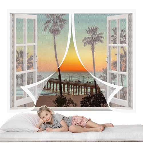 Insektenschutz für Fenster Nach Mass 137 x 100 cm Insektenschutz Polyester Atmungsaktiver Masche Ohne Bohren Automatisches Schließen für Fenstergitter, Weiß Insektenschutz für Fenster Nach Mass 137 x 100 cm Insektenschutz Polyester Atmungsaktiver Masche Ohne Bohren Automatisches Schließen für Fenstergitter, Weiß von CAOBAOF