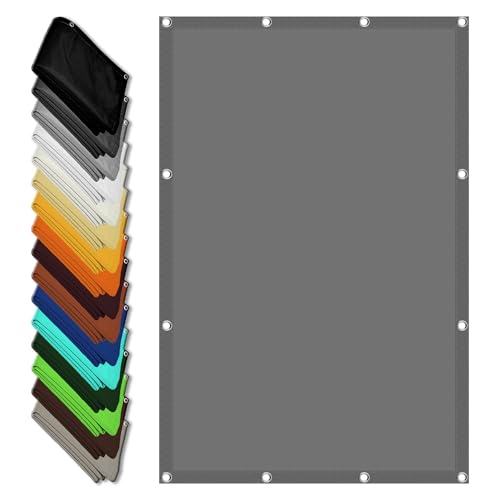 Schattierungsnetz 1.5 x 3.5 m Wasserabweisend Imprägniert 98% Uv-Block Balkonbespannung Sichtschutz Sichtschutz mit Spannseilen mit Ösen für Garten Balkon & Terrasse, Hellgrau von CAOBAOF
