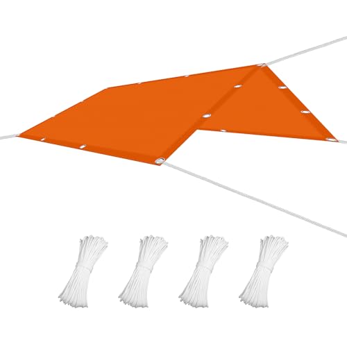 Sichtschutz mit Ösen 0.6 x 1 m Wasserabweisend Windabweisend Gartenüberdachung Vielen Größen mit Spannseilen für Terrasse Garten, Orange von CAOBAOF