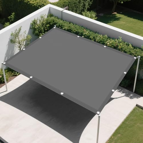 Sonnensegel 2.2 x 2.2 m Rechteckig Wasserdicht Sonnenschutz Windschutz Sichtschutz Balkon mit Spannseilen mit Ösen für Garten Camping, Hellgrau von CAOBAOF