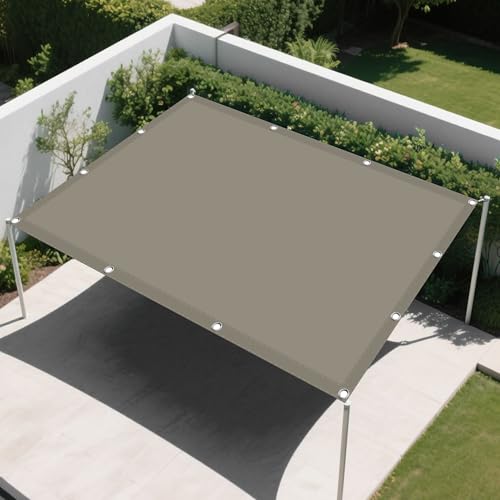 Sonnensegel 2.8 x 3.5 m Rechteckig Wasserdicht Sonnenschutz Windschutz Sichtschutz Balkon mit Spannseilen mit Ösen für Garten Camping, Khaki von CAOBAOF