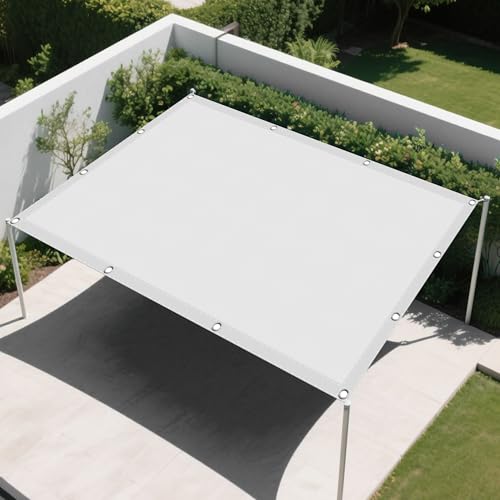 Sonnensegel 3.5 x 9 m Rechteckig Wasserdicht Sonnenschutz Windschutz Sichtschutz Balkon mit Spannseilen mit Ösen für Garten Camping, Weiß von CAOBAOF