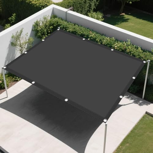 Sonnensegel 6 x 9 m Rechteckig Wasserdicht Sonnenschutz Windschutz Sichtschutz Balkon mit Spannseilen mit Ösen für Garten Camping, Dunkelgrau von CAOBAOF