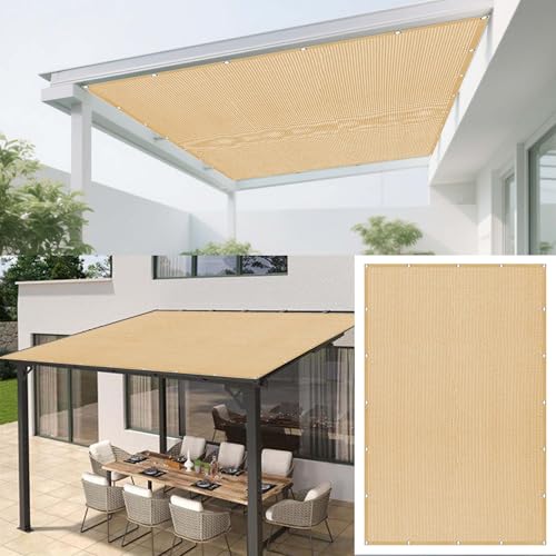 Sonnensegel 623 x 686 cm Rechteckig Atmungsaktiv Sonnenschutz Windschutz Segel Baldachin mit Ösen Seil HDPE UV Schutz Ohne Bohren für Außenbereich Garten, Sandgelb Sonnensegel 623 x 686 cm Rechteckig Atmungsaktiv Sonnenschutz Windschutz Segel Baldachin mit Ösen Seil HDPE UV Schutz Ohne Bohren für Außenbereich Garten, Sandgelb von CAOBAOF