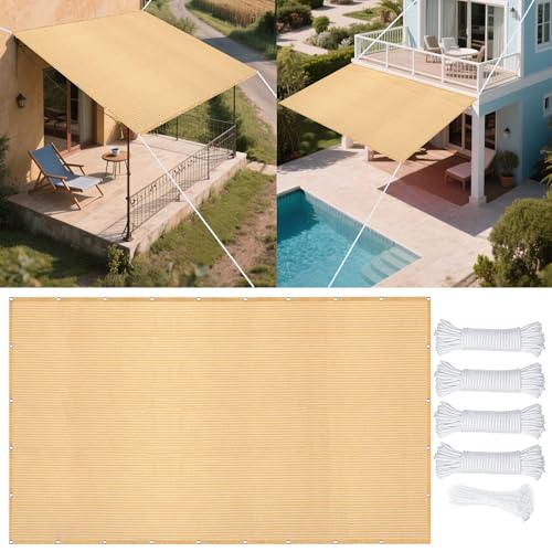 Sonnensegel 627 x 702 cm Rechteckig Atmungsaktiv Sonnenschutz Windschutz Segel Baldachin mit Ösen Seil HDPE UV Schutz Ohne Bohren für Außenbereich Garten, Creme Farben Sonnensegel 627 x 702 cm Rechteckig Atmungsaktiv Sonnenschutz Windschutz Segel Baldachin mit Ösen Seil HDPE UV Schutz Ohne Bohren für Außenbereich Garten, Creme Farben von CAOBAOF