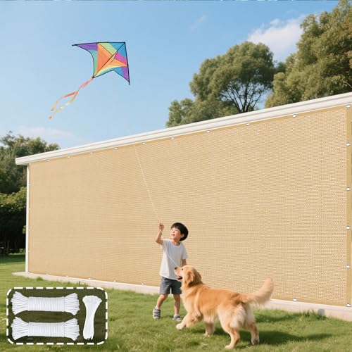 Sonnensegel Rechteckig 540 x 740 cm Rechteckig Atmungsaktiv 98% UV Schutz Regenschutz Überdachung Vielen Größen mit Spannseilen für Garten Terrasse Outdoor Camping, Sandgelb von CAOBAOF