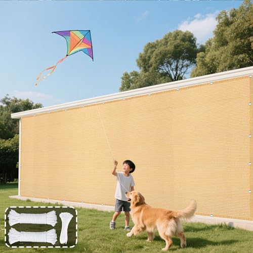 Sonnensegel Rechteckig 570 x 730 cm Rechteckig Atmungsaktiv 98% UV Schutz Regenschutz Überdachung Vielen Größen mit Spannseilen für Garten Terrasse Outdoor Camping, Creme Farben von CAOBAOF