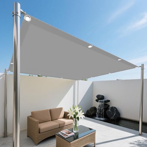 Sonnensegel Wasserdicht 1.3 x 2.2 m Rechteckig Wasserdicht 98% UV Schutz Garten Schattierungsnetz mit Spannseilen mit Ösen für Draußen Patio Terrasse Camping, Hellgrau von CAOBAOF