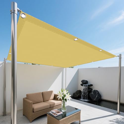 Sonnensegel Wasserdicht 1.8 x 5.5 m Rechteckig Wasserdicht 98% UV Schutz Garten Schattierungsnetz mit Spannseilen mit Ösen für Draußen Patio Terrasse Camping, Creme Farben von CAOBAOF