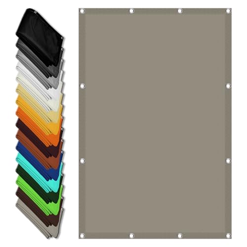 Sonnensegel Wasserdicht Rechteckig mit Ösen 2.2 x 5 m Witterungsbeständig Segeltuch Pergola Überdachung Plane mit Ösen Segeltuch 4 × 1.5 M Seile für Balkon Garten, Taupe von CAOBAOF