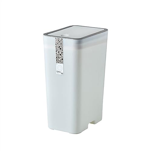 Abfalleimer, 12 l, Fugendüse, gepresst, für Haushalt, Wohnzimmer, Küche, mit Deckel, großes Fassungsvermögen, WC, Badezimmer, Papierkorb, Badezimmer, Mülleimer (weiß) von CAOJLjiaxiang-2012