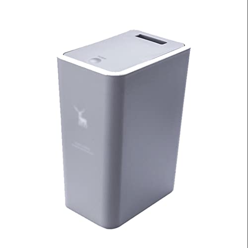 Abfalleimer, 12 l/15 l, Haushalts-große Toilette mit Deckel, Press-Typ, Mülleimer, verdickter Pressring, Papierkorb, Mülleimer, Badezimmer, Mülleimer (Grau, 12 l) von CAOJLjiaxiang-2012