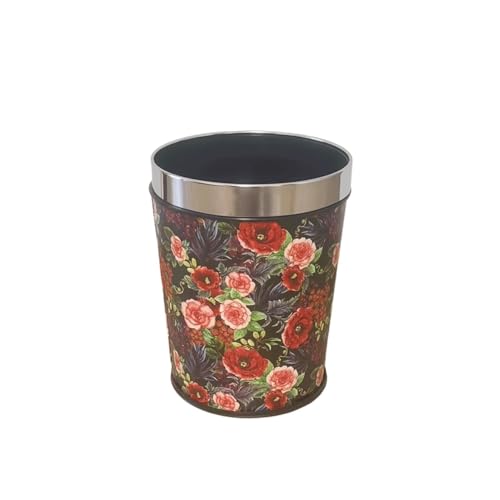 Abfalleimer, rund, Kunststoffmaterial, geeignet für Schlafzimmer, Wohnzimmer, Küche und Büro, bedruckter Abfalleimer mit Druckring, 6/13 l (groß) von CAOJLjiaxiang-2012