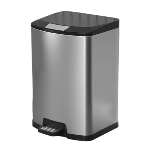 Abfalleimer aus Edelstahl mit Deckel, sanft schließender Küchen-Mülleimer mit Fußpedal, Griff und herausnehmbarem Inneneimer, 7/10/13/18 Liter Badezimmer-Mülleimer (Silber, 18 l) von CAOJLjiaxiang-2012