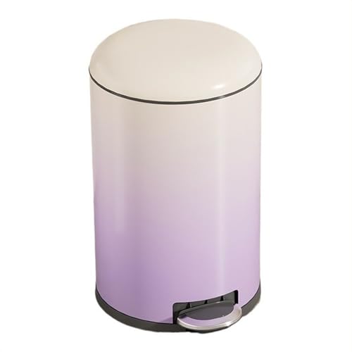 Abfalleimer mit Deckel, runder Farbverlauf, Mülleimer aus Edelstahl mit Pedal, Abfalleimer mit herausnehmbarem Einsatz für Wohnzimmer, Schlafzimmer, Büro, Badezimmer, Mülleimer (lila, S) von CAOJLjiaxiang-2012