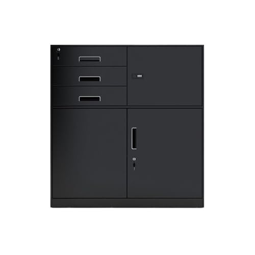 Aktenschrank Aktenschrank Eisen Kurzschrank Büro Datenspeicherschrank Balkon Bücherregal Aufbewahrungsschrank mit Schloss Kleiner Schrank Büroschrank (Schwarz) von CAOJLjiaxiang-2012