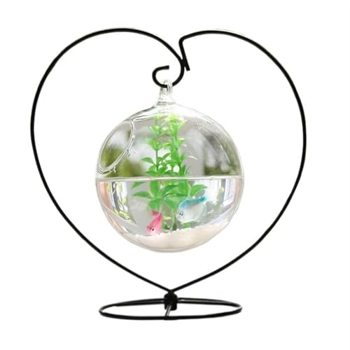 Aquarium, kleines hängendes Aquarium, einzigartiger Metallrahmen, Herzform, hängendes kugelförmiges Glas, für den Schreibtisch von CAOJLjiaxiang-2012