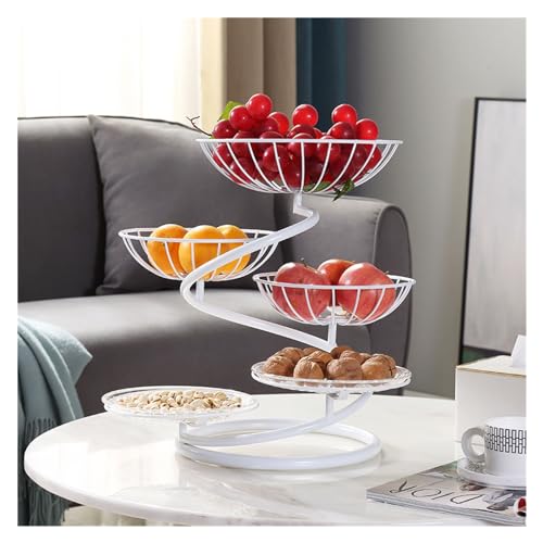 Assiette de Fruits Mehrschichtiger Obstteller aus Metall, Obstkorbständer, moderne Metall-Obstschale für Zuhause, Küche, Tafelaufsatz, dekorativer Obstkorb-Halter, Coupé de Fruits (weiß) von CAOJLjiaxiang-2012