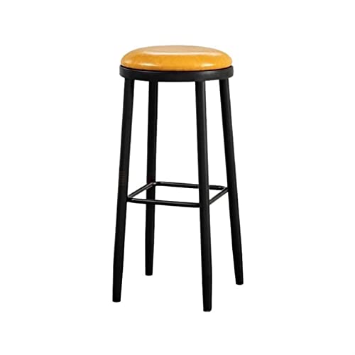 Barhocker, Stühle, 71 cm, rund, hoher Hocker, Eisen, Barstuhl, Restaurant, Café, Inseltisch, Esstisch, Barhocker (gelb) von CAOJLjiaxiang-2012