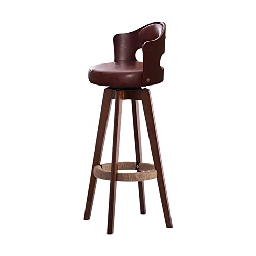 Barhocker aus PU-Leder, Drehhocker aus Holz, luxuriös und modisch, für den Schreibtisch, Kassierer, Barstuhl mit Rückenlehne, Barhocker (braun) von CAOJLjiaxiang-2012