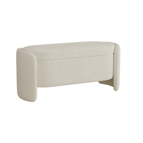 Beistellbank, Aufbewahrungsbank, moderne Eingangsbank, Bettbank, Ottomane, gepolsterte Schlafzimmerbank, 100 x 40 x 42 cm, Weiß Beistellbank, Aufbewahrungsbank, moderne Eingangsbank, Bettbank, Ottomane, gepolsterte Schlafzimmerbank, 100 x 40 x 42 cm, Weiß von CAOJLjiaxiang-2012