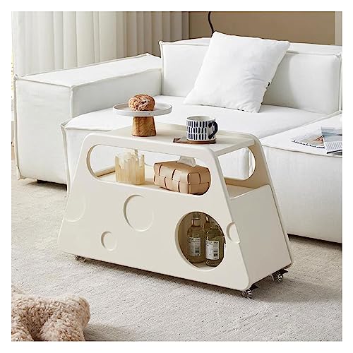 Beistelltisch, mobiler Cocktailtisch, Couchtisch, Wohnzimmertisch, 2-stöckiger Beistelltisch mit Ablagefläche und Schublade, schmaler Servierwagen mit Rollen Beistelltisch, mobiler Cocktailtisch, Couchtisch, Wohnzimmertisch, 2-stöckiger Beistelltisch mit Ablagefläche und Schublade, schmaler Servierwagen mit Rollen von CAOJLjiaxiang-2012