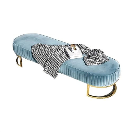 Bettbank, Schuhgeschäft, Bekleidungsgeschäft, Schuhbank, dekorativer langer Sofa-Hocker, Zuhause, Schlafzimmer, Nachttisch, dekorative Möbel, Schlafzimmerbank (Blau, 100 cm) von CAOJLjiaxiang-2012