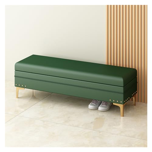 Bettbank, gepolsterte Aufbewahrungsbank mit Nagelkopfbesatz, Ottomane mit Stauraum für Wohnzimmer und Schlafzimmer, dekorative Wohnmöbel, Schlafzimmerbank (Grün, 100 x 40 x 40 cm) von CAOJLjiaxiang-2012