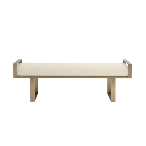 Bettbank aus Kunstfell, mit goldfarbenen Metallbeinen, gepolsterte Eingangsbank für Wohnzimmer, Schlafzimmer, Eingangsbereich, Schlafzimmerbank (100 x 35 x 45 cm) von CAOJLjiaxiang-2012