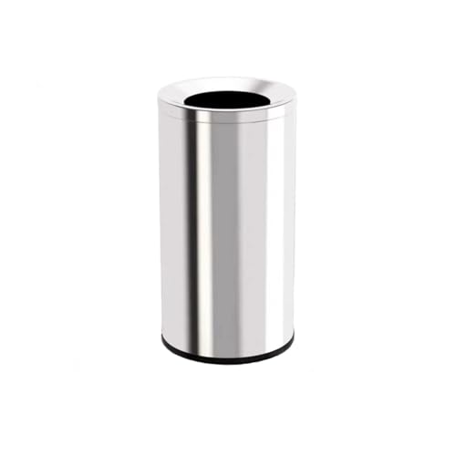 CAOJLjiaxiang-2012 15 l Edelstahl-Mülleimer, gerader Überwurf, offene Oberseite, Küche, Silber, für Zuhause, Büro, Papierkorb, Mülleimer (mittel) von CAOJLjiaxiang-2012