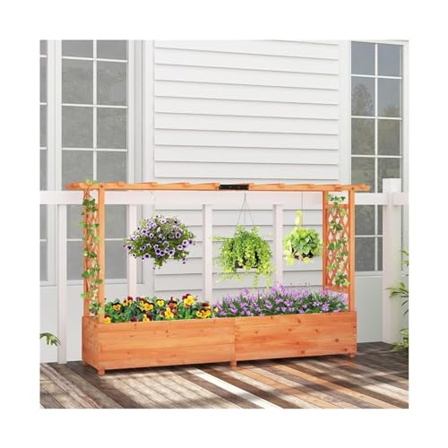 CAOJLjiaxiang-2012 Blumenständer Hochbeet aus Holz mit hängendem Dach, Blumenkasten, Abflusslöchern für Kletterpflanzen, Blumen, erhöhter Blumentopf, Pflanzenregal CAOJLjiaxiang-2012 Blumenständer Hochbeet aus Holz mit hängendem Dach, Blumenkasten, Abflusslöchern für Kletterpflanzen, Blumen, erhöhter Blumentopf, Pflanzenregal von CAOJLjiaxiang-2012