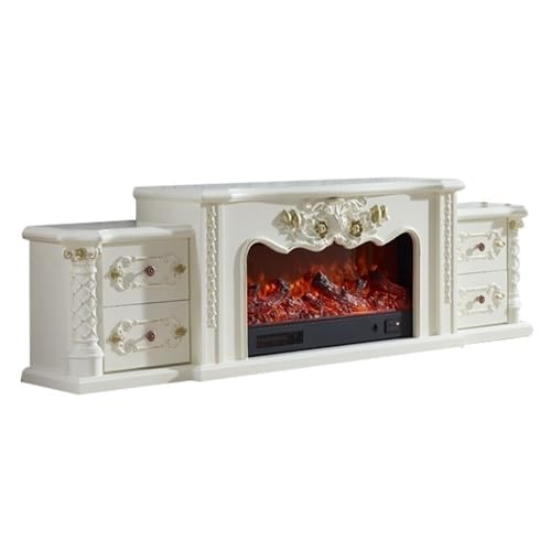 CAOJLjiaxiang-2012 Dekorativer Kamin, TV-Schrank mit Kamin, 203 cm (80,7 Zoll), rustikales Unterhaltungszentrum aus Eiche, mit elektrischem Kamin und Aufbewahrungsschubladen von CAOJLjiaxiang-2012