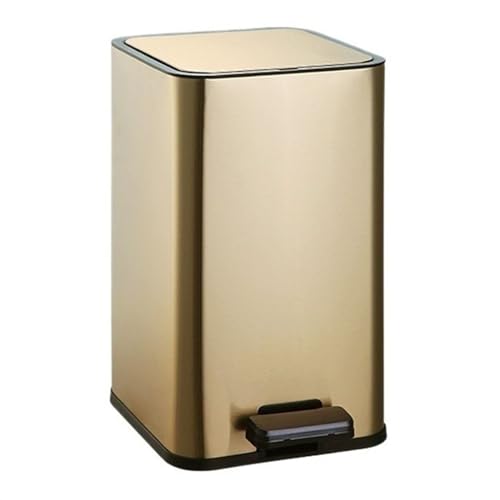 CAOJLjiaxiang-2012 Edelstahl-Mülleimer mit Deckel, quadratischer Tret-Mülleimer, sanft schließender Abfalleimer mit herausnehmbarem Einsatz, für Wohnzimmer, Schlafzimmer, Büro, Mülleimer (Gold) von CAOJLjiaxiang-2012